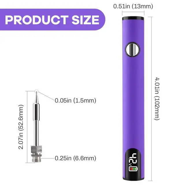 Alt view image 2 of 7 - 510 Thread Battery Cart Pen, W/Welding Pen Portable Electric Soldering Iron Kit, Adjustable Voltage USB Rechargeable, with 650mAh Battery for Home Appliance Electronics Repair