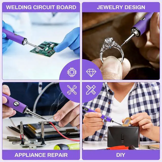 Alt view image 4 of 7 - 510 Thread Battery Cart Pen, W/Welding Pen Portable Electric Soldering Iron Kit, Adjustable Voltage USB Rechargeable, with 650mAh Battery for Home Appliance Electronics Repair