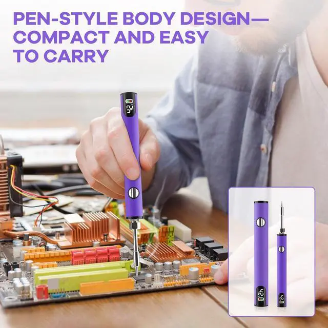 Alt view image 6 of 7 - 510 Thread Battery Cart Pen, W/Welding Pen Portable Electric Soldering Iron Kit, Adjustable Voltage USB Rechargeable, with 650mAh Battery for Home Appliance Electronics Repair