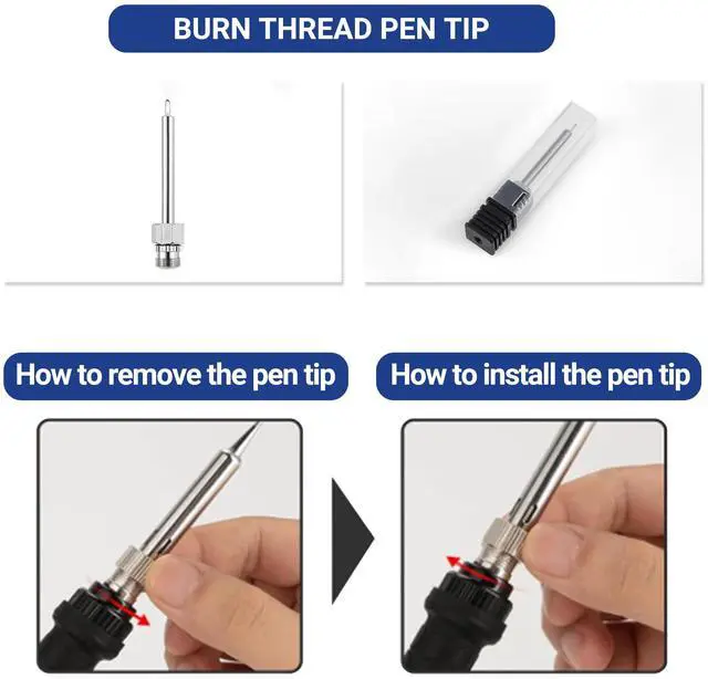 Alt view image 5 of 6 - 2026 Rechargeable Thread Burner Kit with Digital LCD Screen for Intelligent Temperature Control,Burning Pen with Three Settings of 2.7V, 3.7V and 4.2V, 510 Thread Battery (White)