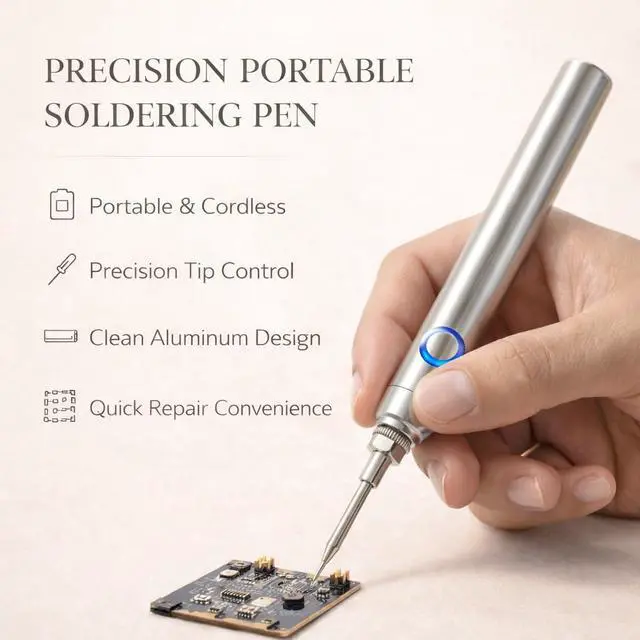 Alt view image 6 of 7 - Premium Universal 510 Thread Battery Soldering Pen Kit, 650mAh Cordless Soldering Iron, 3 Temp Levels, USB-C & Lightning Charging, Universal 510 Soldering Tip