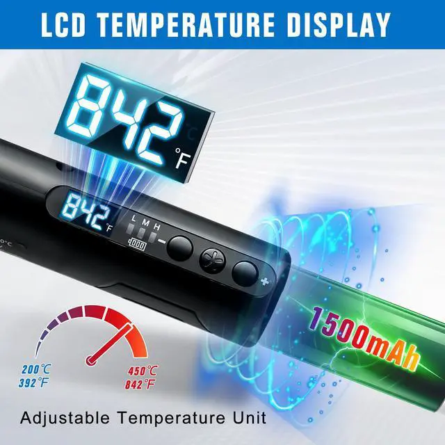 Alt view image 3 of 7 - Soldering Iron Kit, Portable Soldering Gun with LED Digital Display, 392-842°F Adjustable Temperature Cordless Soldering Iron Pen Tool with 3 Soldering Tips for Precision Repair DIY