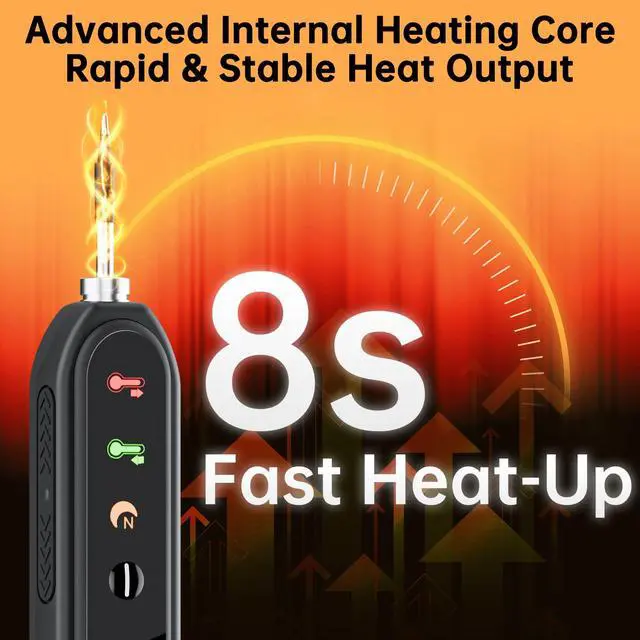 Alt view image 2 of 7 - Cordless Soldering Iron Kit, 8s Fast Heat-Up, 1400mAh Rechargeable Battery, Type-C Charging, Adjustable Temp 180~450 , 3 Replaceable Tips, Wireless Soldering Pen for DIY Electronics Repair Black