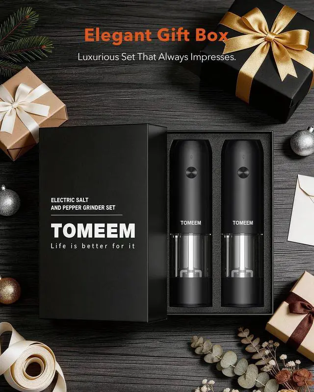 Alt view image 7 of 7 - Electric Salt and Pepper Grinder Set with LED LightsRechargeable Automatic Pepper and Salt Mill with 6 Adjustable Coarseness, Dust Cover, One-Button Control for Cooking, Home Gifts