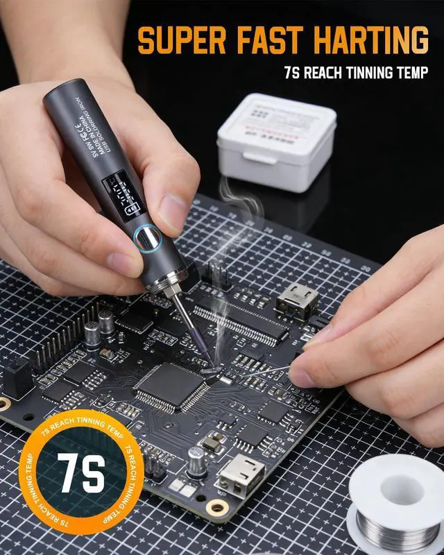 Alt view image 2 of 7 - Cordless Soldering Iron Kit, 1400mAh Rechargeable Cordless Soldering Iron, 7 Seconds Fast Heating(500°F-788), LED Light and Adjustable Temperature, Soldering Iron for Electric Repairs, DIY