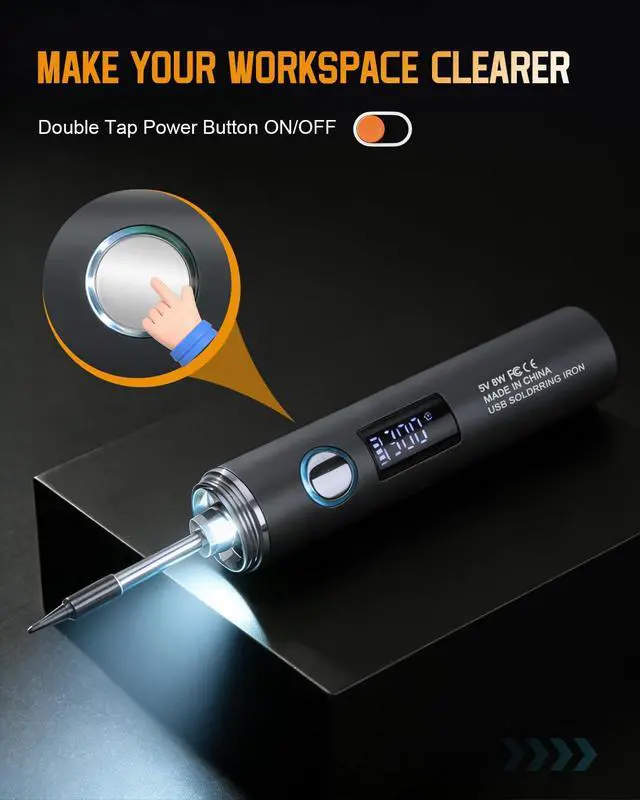 Alt view image 6 of 7 - Cordless Soldering Iron Kit, 1400mAh Rechargeable Cordless Soldering Iron, 7 Seconds Fast Heating(500°F-788), LED Light and Adjustable Temperature, Soldering Iron for Electric Repairs, DIY