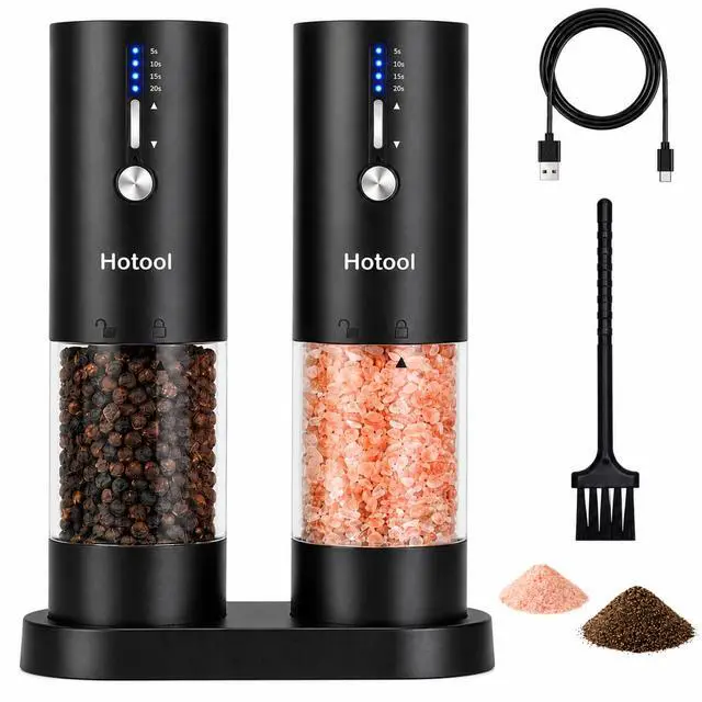 Main image of Electric Salt and Pepper Grinder Set - Rechargeable Salt and Pepper Shakers with Base - Adjustable Coarseness Salt Grinder - Kitchen Gadgets, Gifts for Mom, Dad, Women, Men, Sister, Grandpa