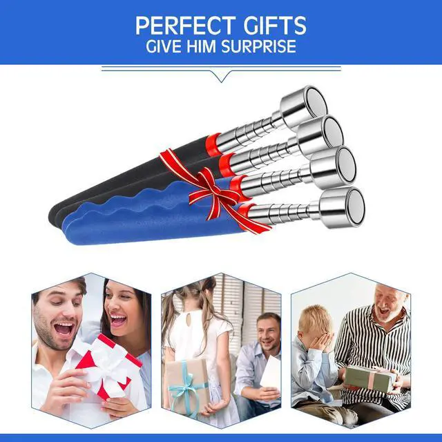 Alt view image 5 of 6 - Telescoping Magnetic Pickup Tool 20 Lbs Magnet Extension Tool Telescoping 30 Inch Extendable Stick Gadget for Men Suitable for Birthday Valentine's Day Father's Day Christmas(Blue and Black,4 Pieces)