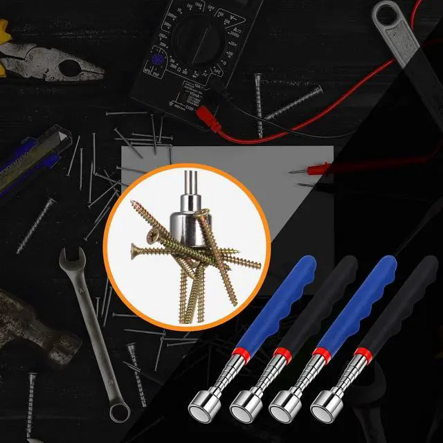 Alt view image 6 of 6 - Telescoping Magnetic Pickup Tool 20 Lbs Magnet Extension Tool Telescoping 30 Inch Extendable Stick Gadget for Men Suitable for Birthday Valentine's Day Father's Day Christmas(Blue and Black,4 Pieces)
