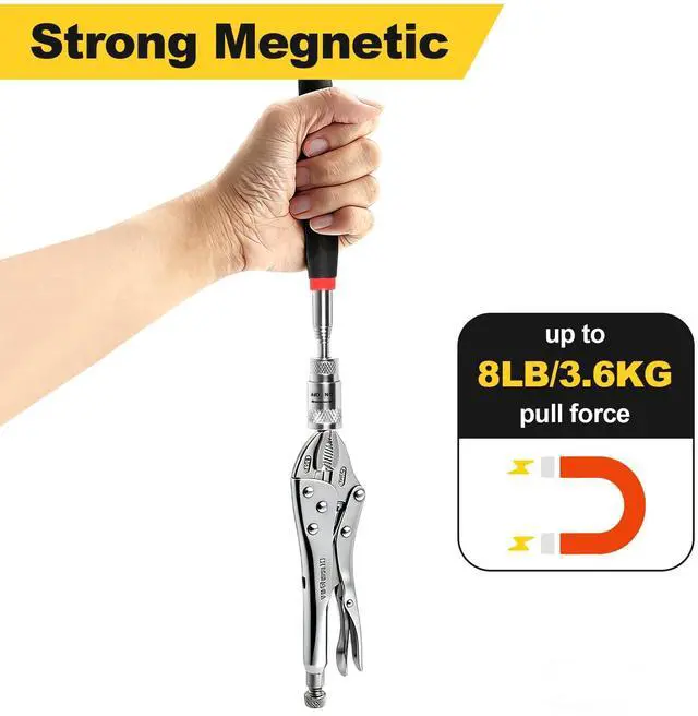 Alt view image 5 of 7 - Magnetic Telescoping Pickup Tool 8 Lb, Portable Extendable Magnet Pickup Tool 7.7-32 Inch/19-80 Cm Extendable Retrieving Tool with Led Light, 8 Lbs Lifting Capacity Magnet Pickup Tool