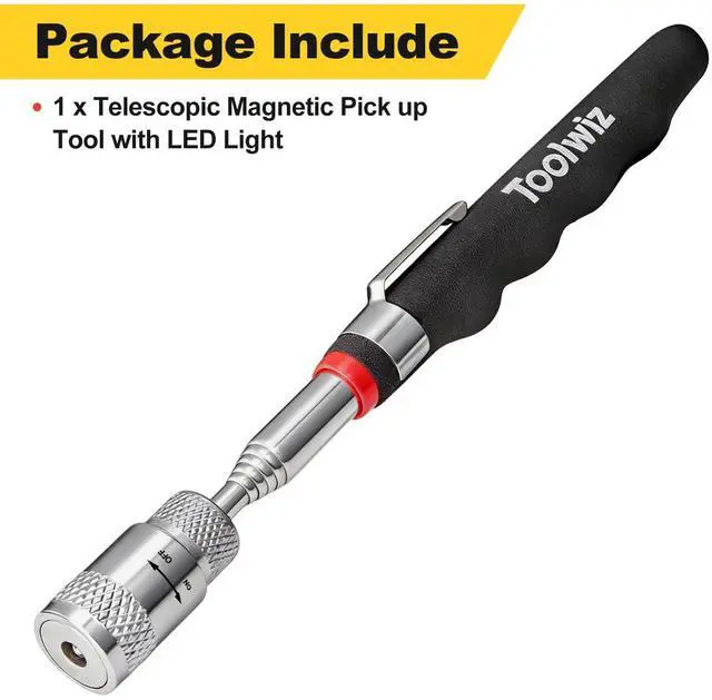 Alt view image 6 of 7 - Magnetic Telescoping Pickup Tool 8 Lb, Portable Extendable Magnet Pickup Tool 7.7-32 Inch/19-80 Cm Extendable Retrieving Tool with Led Light, 8 Lbs Lifting Capacity Magnet Pickup Tool