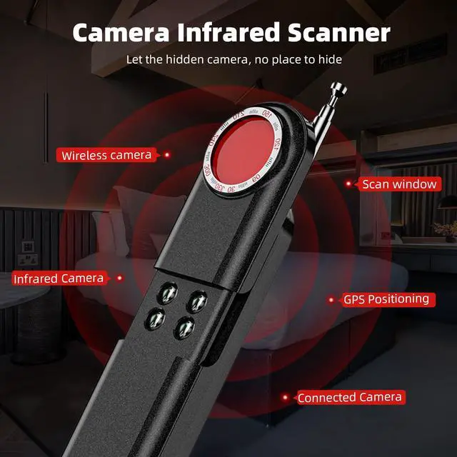 Alt view image 2 of 7 - Hidden Camera Detector - 2025 Camera Detector, Hidden Device GPS Detector, Bug Detector, Camera Detector for Hotels, Travel, Office, 5 Levels Sensitivity (Black)