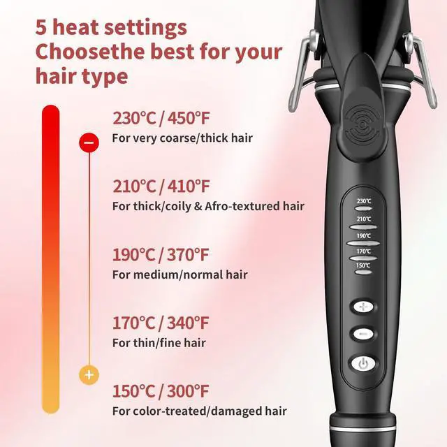 Alt view image 4 of 7 - 1 1/2 Inch Curling Iron, Tourmaline Ceramic Extra Long Barrel Curling Iron 1.5 Inch with Auto Shut-Off, Dual Voltage 110-240V Hair Curler Suitable for Travel, Including Glove