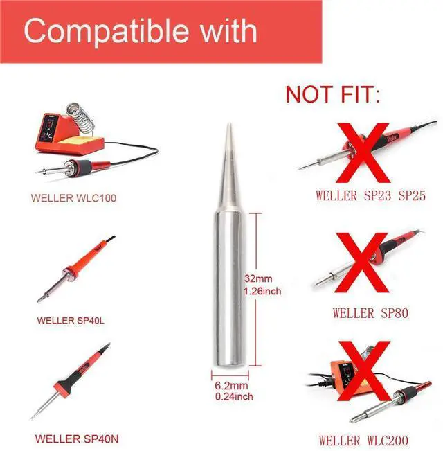 Alt view image 2 of 2 - ST7 Soldering iron tips For WELLER WLC100 WELLER SP40 (5 PCS SET)