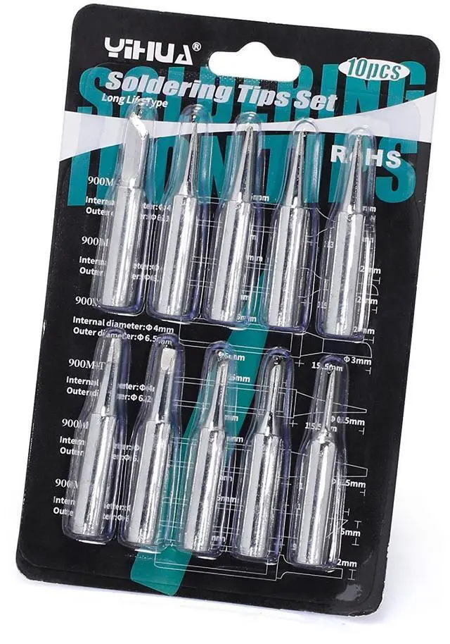 Main image of #1200 Soldering Iron Tips Set 10PCS Long-Life Type Fit for YIHUA SGS Certified Lead-Free Tips