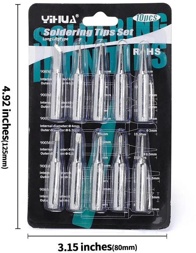 Alt view image 3 of 3 - #1200 Soldering Iron Tips Set 10PCS Long-Life Type Fit for YIHUA SGS Certified Lead-Free Tips