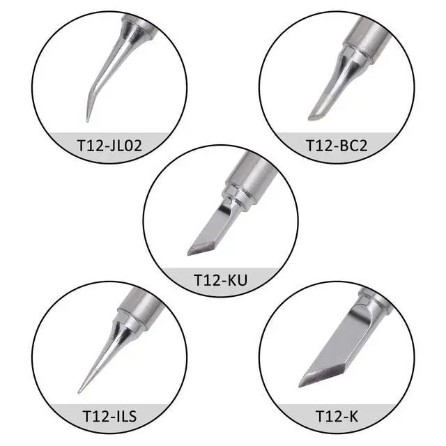Alt view image 3 of 6 - T12 Soldering Iron Tips, Soldering Iron Tips Replacement for Deackimei Cordless Soldering Iron Station, T12 Soldering Kit, 5 Types Soldering Tool (T12-K, T12-JL02, T12-ILS, T12-KU, T12-BC2, 5pcs)