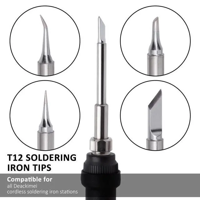 Alt view image 4 of 6 - T12 Soldering Iron Tips, Soldering Iron Tips Replacement for Deackimei Cordless Soldering Iron Station, T12 Soldering Kit, 5 Types Soldering Tool (T12-K, T12-JL02, T12-ILS, T12-KU, T12-BC2, 5pcs)