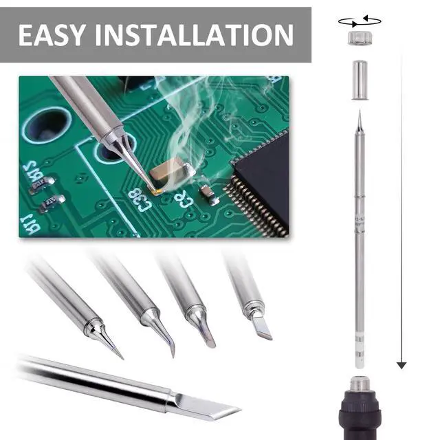 Alt view image 5 of 6 - T12 Soldering Iron Tips, Soldering Iron Tips Replacement for Deackimei Cordless Soldering Iron Station, T12 Soldering Kit, 5 Types Soldering Tool (T12-K, T12-JL02, T12-ILS, T12-KU, T12-BC2, 5pcs)