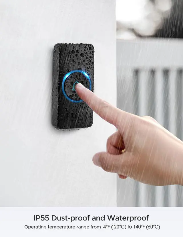 Alt view image 4 of 7 - Wireless Doorbell, D-3G Waterproof Chime Kit Operating at Over 1300 Feet with 52 Melodies, 5 Volume Levels & LED Flash
