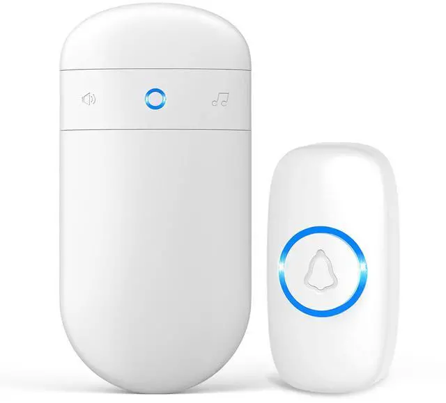 Main image of Wireless Doorbell, Door bell Over 1000ft Coverage with 2 Plug-In Receivers, 1 Waterproof Push button, 52 Chimes, 110dB loud Sound Colorful LED Flash