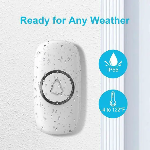 Alt view image 2 of 6 - Wireless Doorbell, Door bell Over 1000ft Coverage with 2 Plug-In Receivers, 1 Waterproof Push button, 52 Chimes, 110dB loud Sound Colorful LED Flash