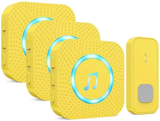 Main image of Wireless Doorbell with 1 Button 3 Receivers,Door Bell,1300FT/400M Ultra-Long Range,55 Chimes 5 Volume,IP55 Waterproof,110 db Extra Loud with Flashing Light,for Home/Classroom/Office/Warehouse