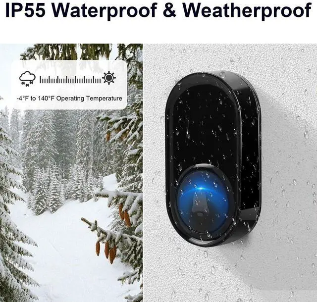 Alt view image 5 of 7 - Wireless Doorbell, Wireless Doorbell for Classroom 3 Push Buttons 2 receivers, Operating at 1300 ft Range, 58 Melodies 5 Volume Levels & LED Flash, Waterproof Doorbell Chime Kits for Home