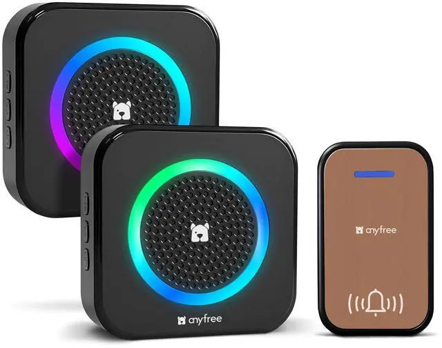 Main image of Wireless Doorbell, Waterproof Door Bell with 1000ft Range, 63 Adjustable Chimes, 4 Volume Level Modes from Infant Sleep to Elderly Assistance (1*Doorbell & 2*Chime)
