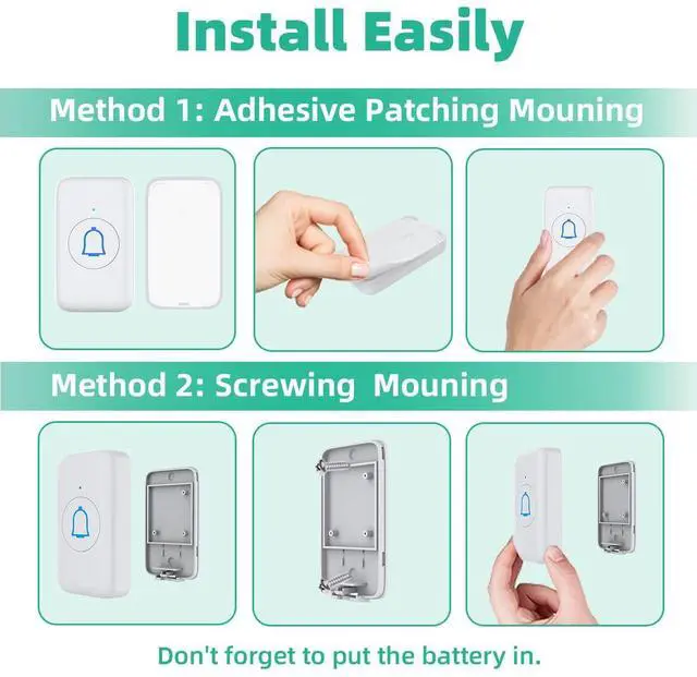 Alt view image 6 of 7 - Wireless Doorbell for Home Classroom IP66 Waterproof Door Bell Ringer Wireless 1000ft Range with 66 Ringtones Kid Doorbell Chime 7 Adjustable Volume LED Flash Doorbells for Teachers