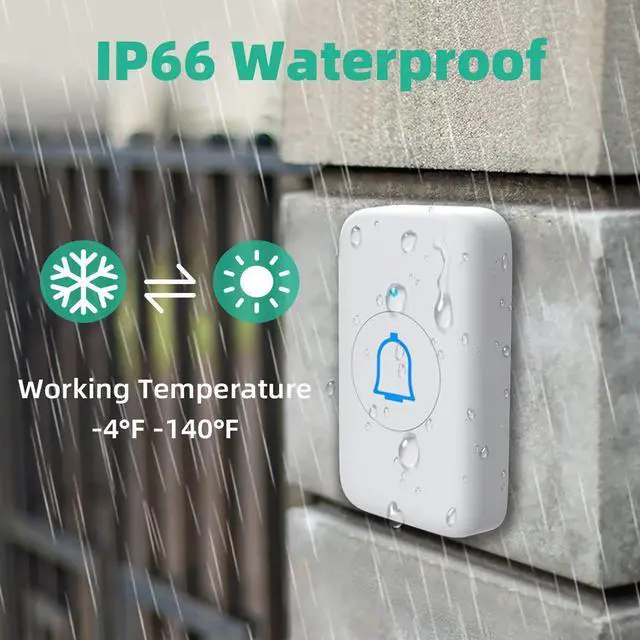 Alt view image 4 of 7 - Wireless Doorbell for Home Classroom IP66 Waterproof Door Bell Ringer Wireless 1000ft Range with 66 Ringtones Kid Doorbell Chime 7 Adjustable Volume LED Flash Doorbells for Teachers