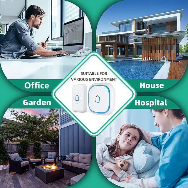 Alt view image 7 of 7 - Wireless Doorbell for Home Classroom IP66 Waterproof Door Bell Ringer Wireless 1000ft Range with 66 Ringtones Kid Doorbell Chime 7 Adjustable Volume LED Flash Doorbells for Teachers
