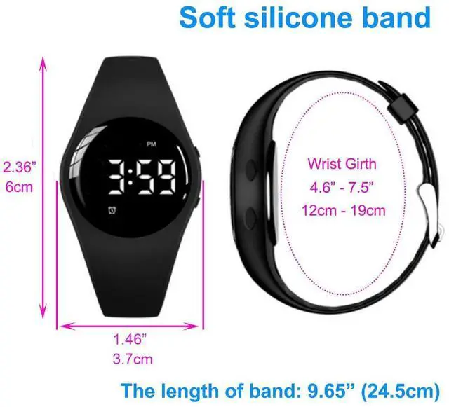 Alt view image 2 of 5 - Vibrating Alarm Watch, Water Resistant Potty Training Wristband Rechargeable Medical Reminder Watch with Timer and 15 Daily Alarms (Black)