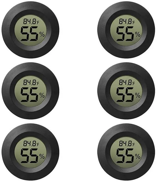 Main image of 6-Pack Mini Hygrometer Thermometer Digital LCD Monitor Indoor/Outdoor Humidity Meter Gauge Temperature for Humidifiers Greenhouse Reptile Fahrenheit()/ Celsius()