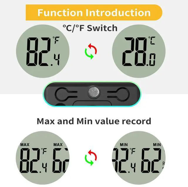 Alt view image 4 of 6 - 4PCS Mini Digital Hygrometer and Thermometer,Reptile Thermometer with Magnetic & Tablestand, Indoor Temperature and Humidity Meter Gauge for Humidors Greenhouse Garden Cellar Closet Guitar Case