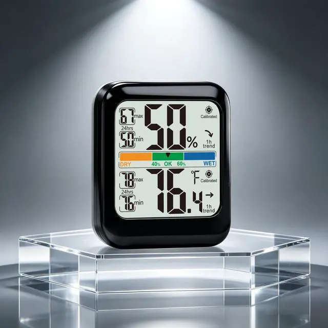 Alt view image 2 of 7 - Digital Hygrometer Indoor Thermometer Humidity Meter Gauge, Room Thermometer Temperature and Humidity Monitor for House, Baby Nursery, Greenhouse, Reptile - Battery Included