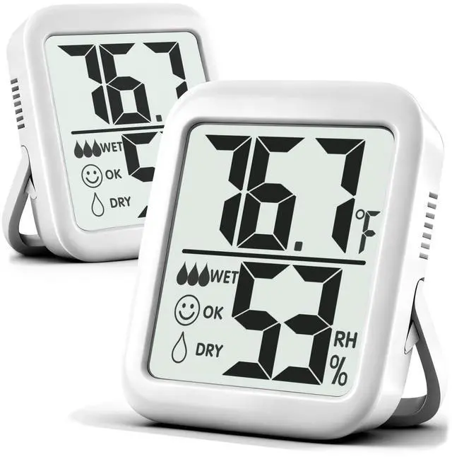 Main image of 2 Pack Room Thermometer for Home, Hygrometer Indoor Humidity Meter Gauge, Digital Temperature and Humidity Monitor Sensor for House, Terrarium, Incubator, Greenhouse - Battery Included