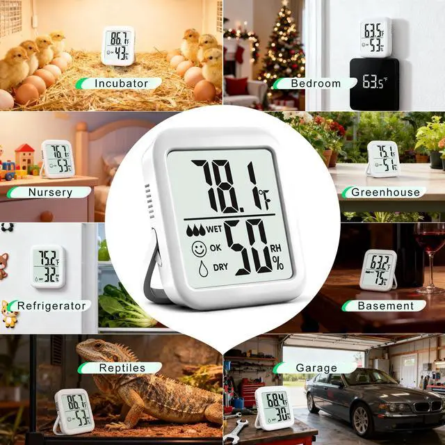 Alt view image 3 of 6 - 2 Pack Room Thermometer for Home, Hygrometer Indoor Humidity Meter Gauge, Digital Temperature and Humidity Monitor Sensor for House, Terrarium, Incubator, Greenhouse - Battery Included