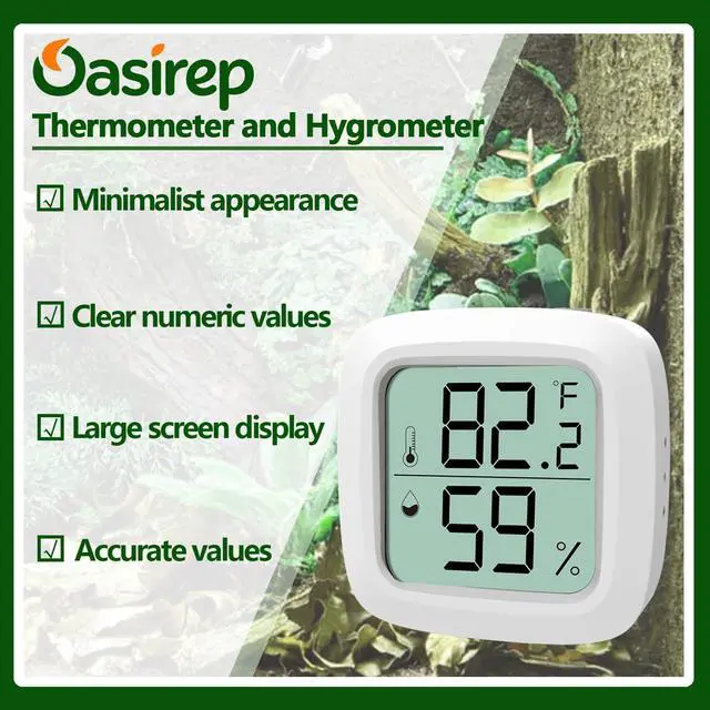 Alt view image 3 of 7 - 2-Pack Reptile Thermometer and Hygrometer LCD Digital Temp & Humidity Monitor for Bearded Dragon, Gecko, Snake Tanks, Incubation Boxes, Indoor Pet Habitats