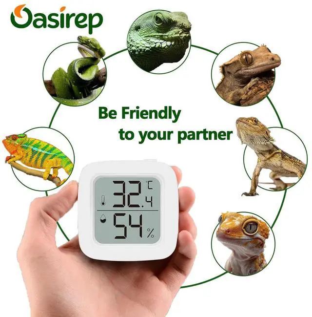 Alt view image 7 of 7 - 2-Pack Reptile Thermometer and Hygrometer LCD Digital Temp & Humidity Monitor for Bearded Dragon, Gecko, Snake Tanks, Incubation Boxes, Indoor Pet Habitats