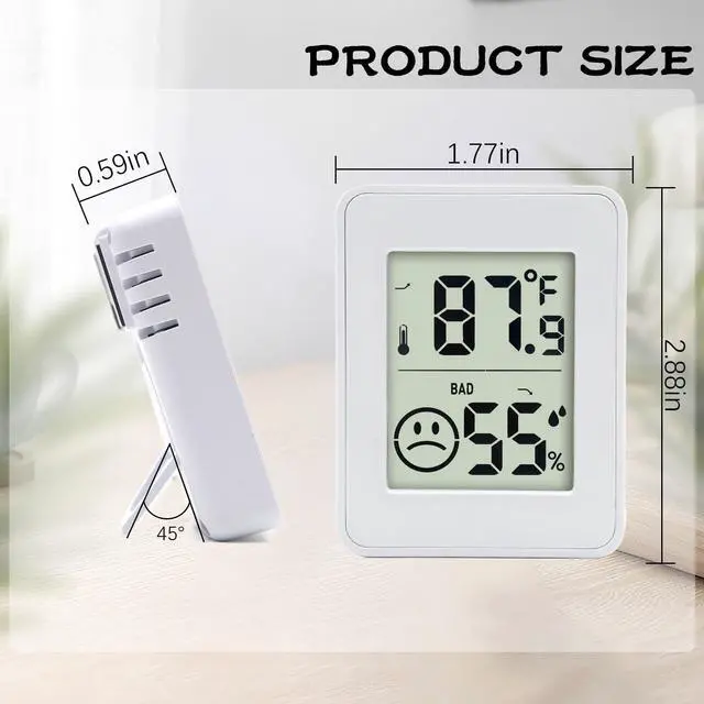 Alt view image 2 of 5 - 2 PCS Home Indoor Hygrometer, Mini Indoor Thermometer with Magnetic Back, Temperature and Humidity Monitor, Reptile Thermometer - Houses, Greenhouses,Baby Room,Office, Incubator
