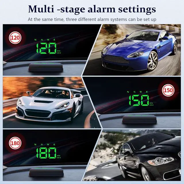 Alt view image 3 of 7 - Heads up Display for Cars,Car HUD Head up Display W2S,Speedometer for Car,Digital Speedometer for Car Plug and Play,Speedometer with Overspeed Alarm,Automatic Brightness Adjustment,LED Large Font