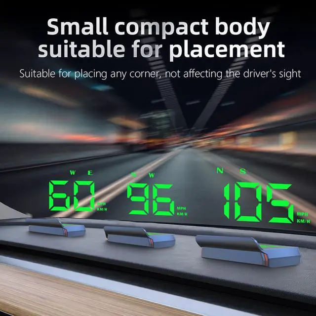 Alt view image 7 of 7 - Heads up Display for Cars,Car HUD Head up Display W2S,Speedometer for Car,Digital Speedometer for Car Plug and Play,Speedometer with Overspeed Alarm,Automatic Brightness Adjustment,LED Large Font