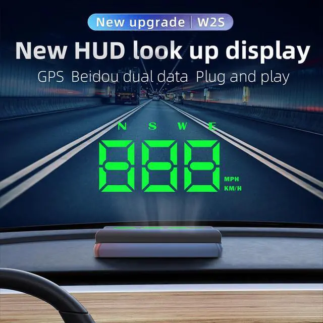 Alt view image 2 of 7 - Heads up Display for Cars,Car HUD Head up Display W2S,Speedometer for Car,Digital Speedometer for Car Plug and Play,Speedometer with Overspeed Alarm,Automatic Brightness Adjustment,LED Large Font