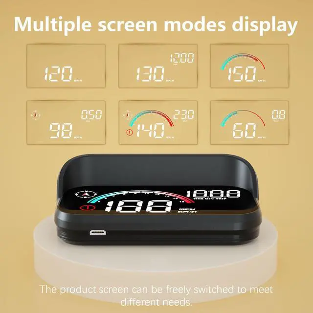 Alt view image 3 of 7 - Windshield Speedometer Projector, Digital Speedometer for Car GPS Speedometer with Speed, Overspeed, Heads Up Display for Cars Suitable for All Vehicles