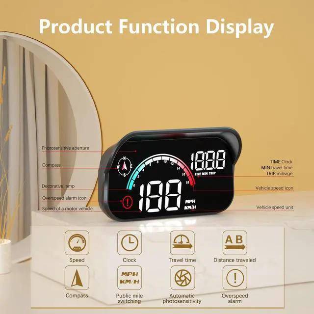Alt view image 2 of 7 - Windshield Speedometer Projector, Digital Speedometer for Car GPS Speedometer with Speed, Overspeed, Heads Up Display for Cars Suitable for All Vehicles