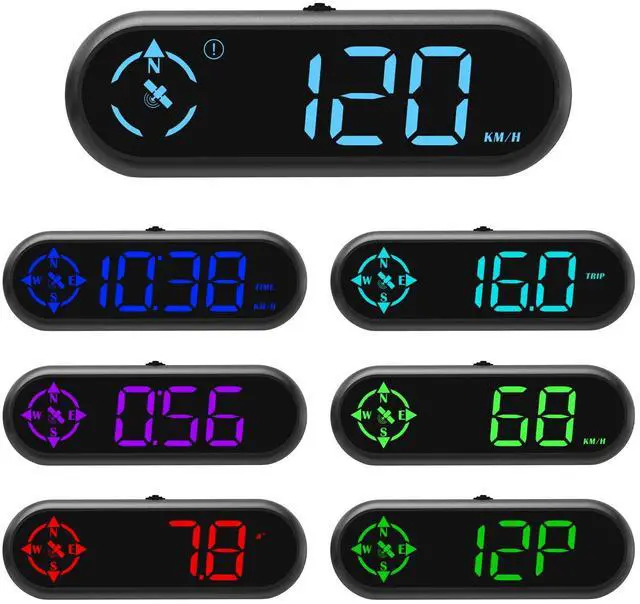 Main image of G9 Car Head-Up Display, Universal HUD Windshield Speedometer, with Speed, time, Trip Distance, and Height Display - 7 Color Modes, Plug and Play, overspeed Alert