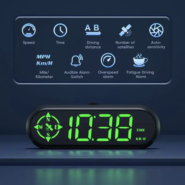 Alt view image 3 of 7 - G9 Car Head-Up Display, Universal HUD Windshield Speedometer, with Speed, time, Trip Distance, and Height Display - 7 Color Modes, Plug and Play, overspeed Alert