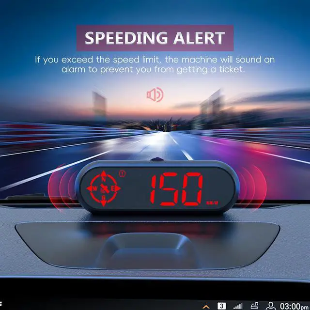 Alt view image 4 of 7 - G9 Car Head-Up Display, Universal HUD Windshield Speedometer, with Speed, time, Trip Distance, and Height Display - 7 Color Modes, Plug and Play, overspeed Alert