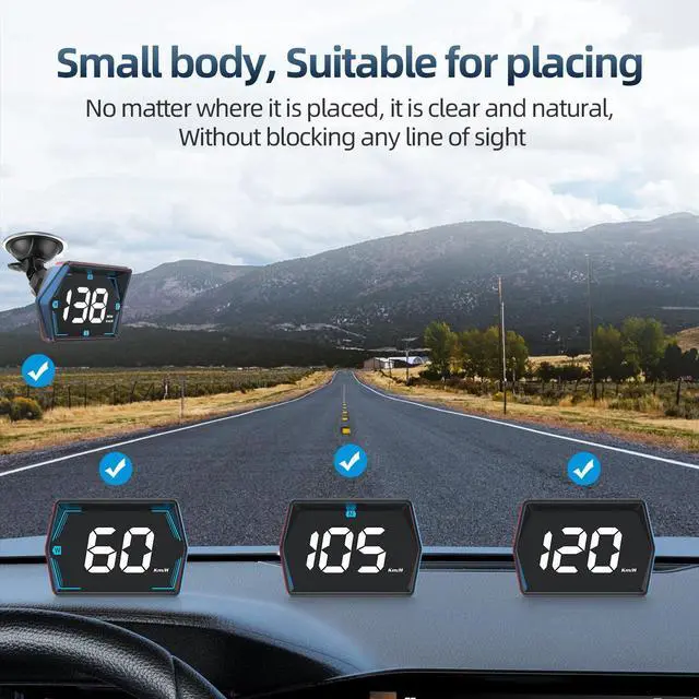 Alt view image 4 of 7 - Universal Car HUD GPS Speedometer G20 Car Heads-up Display Plug and Play with USB Connection,Displays MPH, Comes with Compass Over Speed Alert HD Display Speedometer for All Vehicles